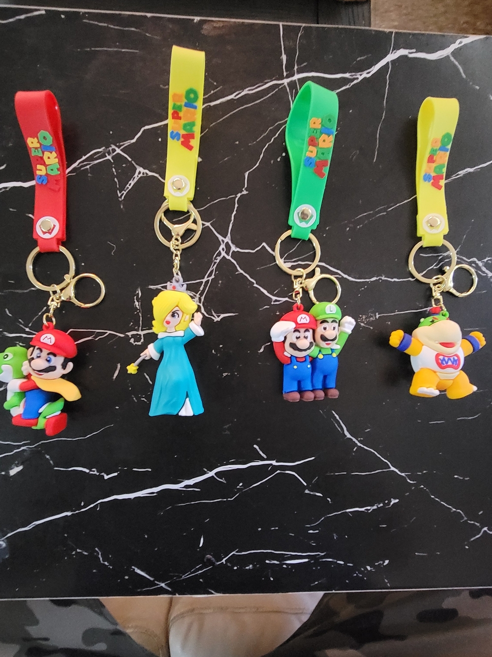 Nintendo Colorful Super Mario Rubber Keychain Set - Red, Yellow, Green